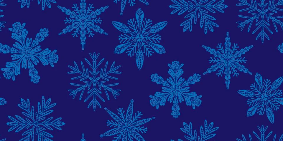Seamless pattern with textured snowflakes. Winter ornament, New Year's spirit Illustrazione stock