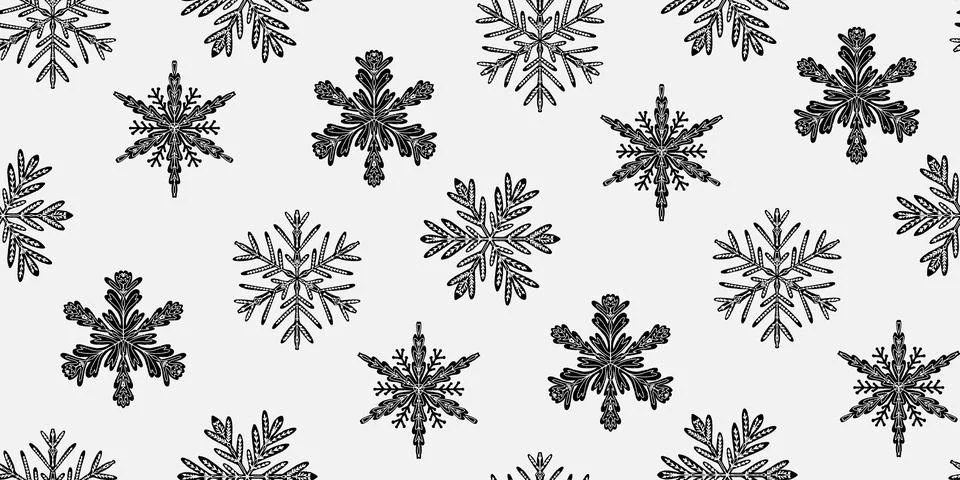 Seamless pattern with textured snowflakes. Winter ornament, New Year's spirit イラスト素材