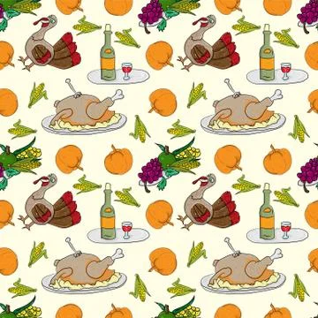 Seamless Pattern for Thanksgiving Holiday 4 Stock Illustration