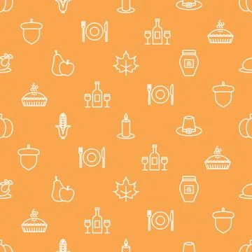 Seamless pattern with Thanksgiving icons Stock Illustration