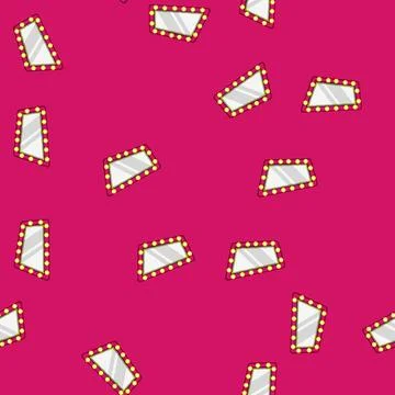 Seamless pattern theater makeup mirror frame cartoon vector Stock Illustration