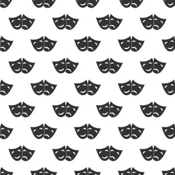 Seamless pattern with theatrical masks for simple backgrounds, textures, and 스톡 일러스트