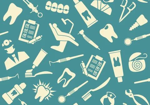 Seamless pattern on the theme of dentistry Stock Illustration
