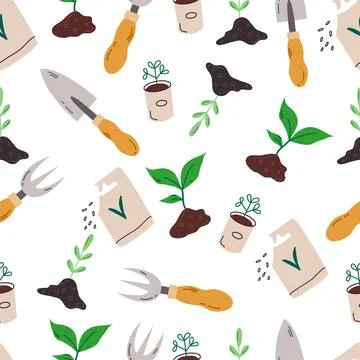 Seamless pattern on the theme of gardening. Background. Texture. Rest and g.. Stock Illustration