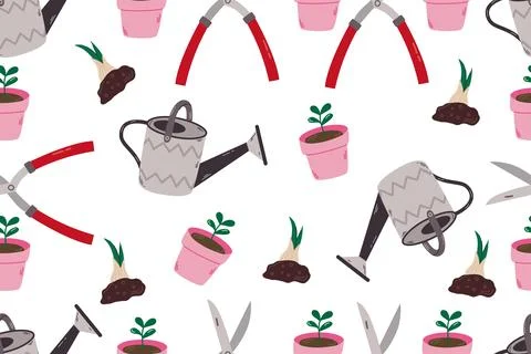 Seamless pattern on the theme of gardening. Background. Texture. Rest and g.. Stock Illustration