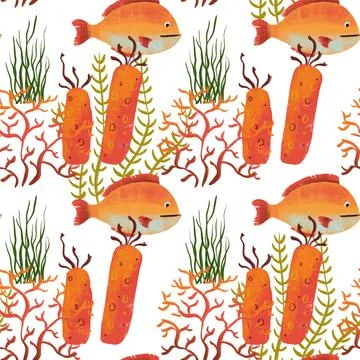 Seamless pattern on the theme of ocean, sea - illustrations for your design Stock Photos