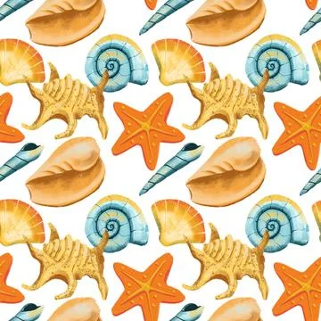 Seamless pattern on the theme of ocean, sea - illustrations for your design Stock Photos