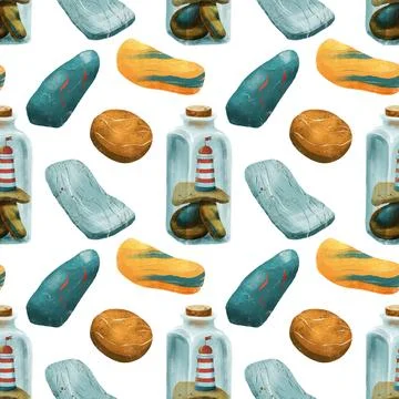 Seamless pattern on the theme of ocean, sea - illustrations for your design Foto stock