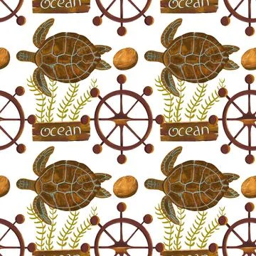 Seamless pattern on the theme of ocean, sea - illustrations for your design Foto stock