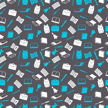 Seamless pattern on the theme of the school. School supplies. Stock Illustration