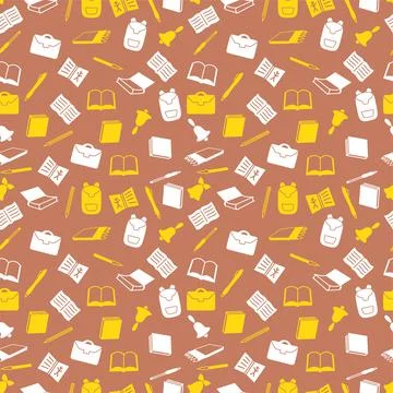 Seamless pattern on the theme of the school. School supplies. Stock Illustration