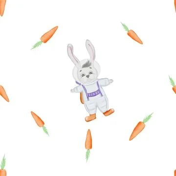 Seamless pattern on the theme of space. cartoon rabbit astronaut, , carrot. cute 스톡 일러스트