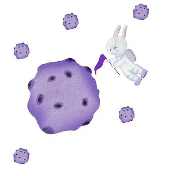 Seamless pattern on the theme of space. cute cartoon rabbit in space, with a Stockillustratie