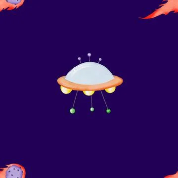 Seamless pattern on the theme of space. cute childish pattern with flying saucer Stock Illustration