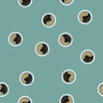 Seamless pattern thermal coffee cup top cartoon vector イラスト素材