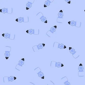 Seamless pattern thermo reusable water bottle cartoon vector Stock Illustration