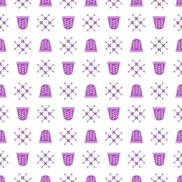 Seamless pattern with thimbles. Sewing, needlework Stock Illustration