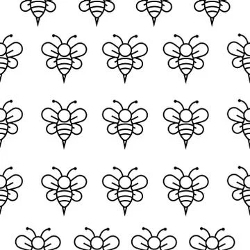 Seamless pattern thin animal bee isolated on white background イラスト素材