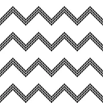 Seamless pattern of thin black zigzag lines on a white background. Stock Illustration