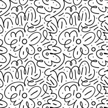 Seamless pattern with thin organic curved lines. Illustrazione stock