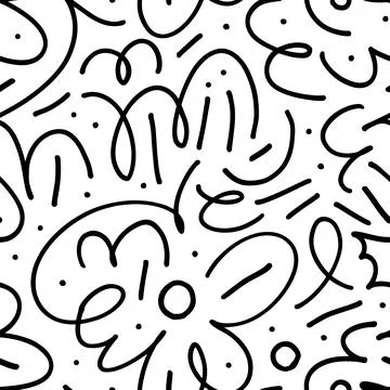 Seamless pattern with thin organic curved lines. Stock Illustration