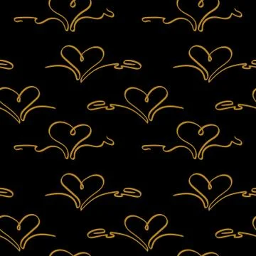 Seamless pattern with thin thread heart shapes Illustrazione stock