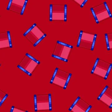 Seamless pattern Thread spool with red string and blue reels 库存插图