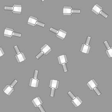 Seamless pattern Threaded rod connecting to a coupler nut Stock Illustration