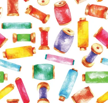 Seamless pattern of threads, watercolor Stock Illustration