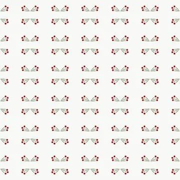 Seamless pattern of three cherry berries on twig Stock Illustration