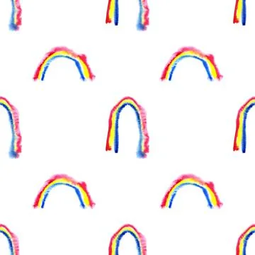 Seamless pattern three-color rainbow wet watercolor Stock Illustration
