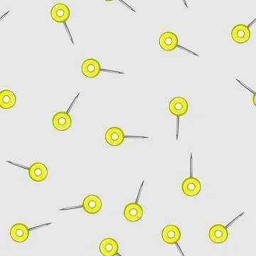 Seamless pattern thumbtack push pin cartoon vector sign Stock Illustration