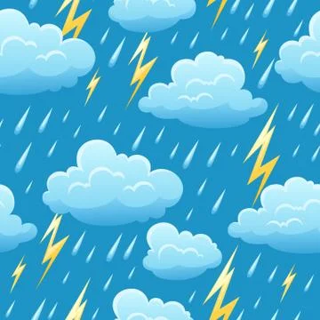 Seamless pattern with thunderstorm. Stock Illustration