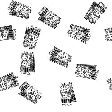 Seamless pattern ticket cinema sketch hand drawn 스톡 일러스트