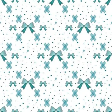 Seamless pattern with tie and bow on a polka dot background. Vector white i.. Stock Illustration