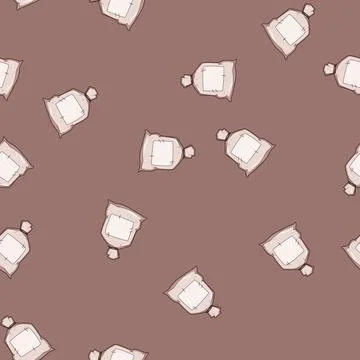 Seamless pattern Tied sack with blank label for text Stock Illustration