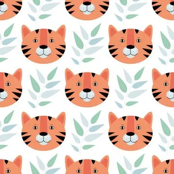 Seamless pattern with tiger Stock Illustration
