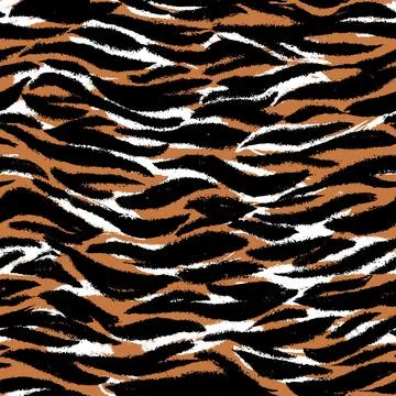 Seamless pattern. The tiger is orange with black. Stock Illustration
