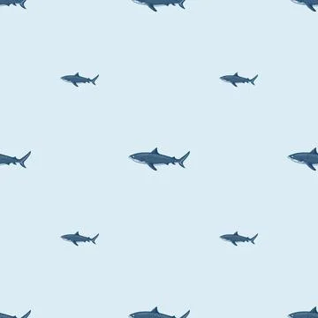 Seamless pattern Tiger shark light background. Gray textured of marine fish f イラスト素材