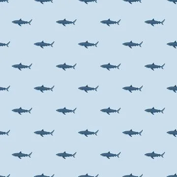 Seamless pattern Tiger shark pastel gray background. Dark gray textured of ma Stock Illustration