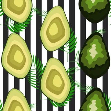 Seamless pattern with tiger stripes and tropical fruits and leaves. Pattern w 스톡 일러스트