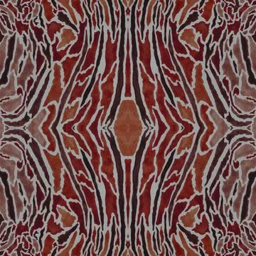 Seamless pattern of tiger stripes in carmine colors with watercolor texture Stock Illustration