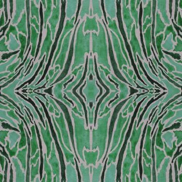 Seamless pattern of tiger stripes in turquoise colors with watercolor texture Stock Illustration