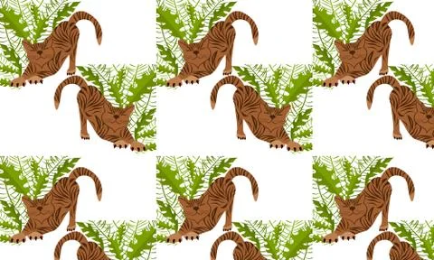 Seamless pattern tiger, vector illustration. Stock Illustration