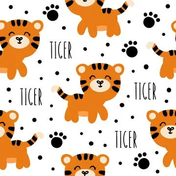 Seamless pattern with tigers Stock Illustration