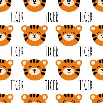 Seamless pattern with tigers Stock Illustration