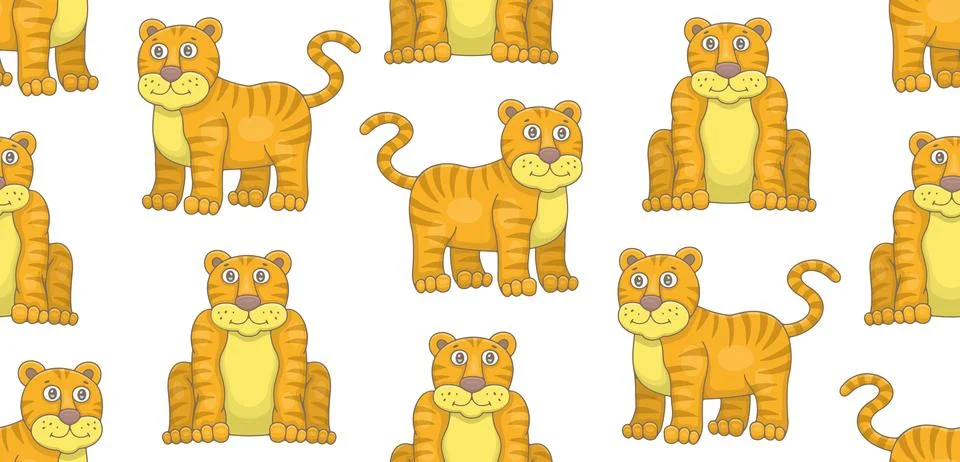 Seamless Pattern with Tigers Stock Illustration