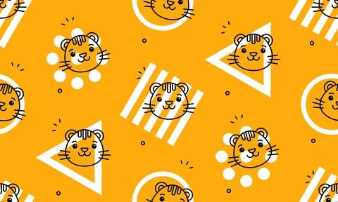Seamless pattern with tigers Stock Illustration