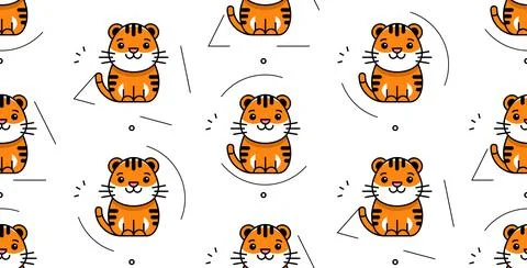 Seamless pattern with tigers Stock Illustration