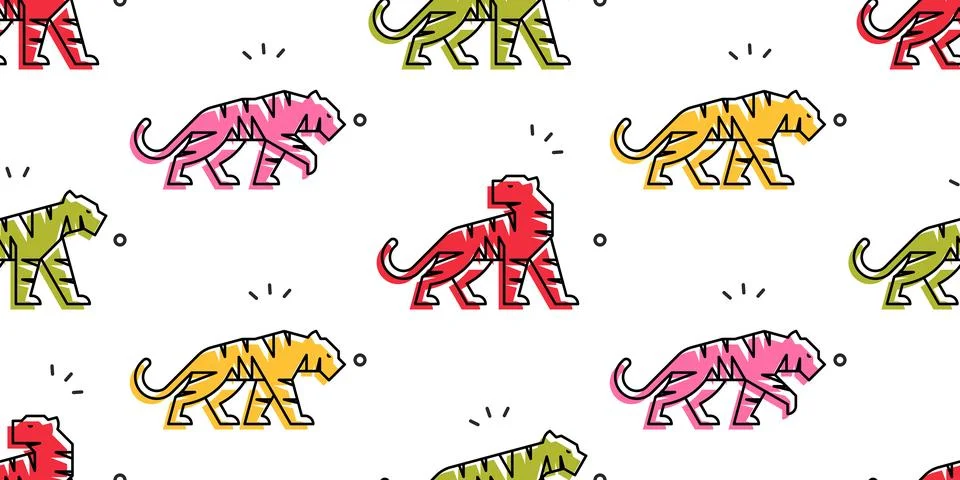 Seamless pattern with Tigers Stock Illustration